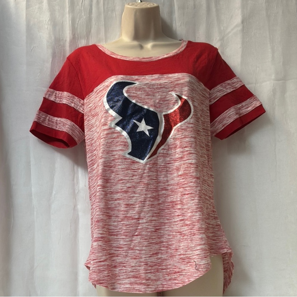 NFL Team Apparel Houston Texans Glitter Gel Space Dye T-Shirt Size M